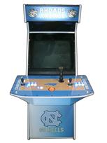 87 2-player, rhoads arcade, sports, basketball, lighted, tron joystick, blue buttons, white buttons, orange trackball, tar heels, blue