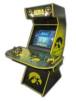 84 4-player, iowa hawkeyes, sports, football, yellow, black, lighted, yellow buttons, green trackball, spinner