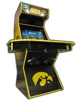 83 4-player, iowa hawkeyes, sports, football, yellow, black, lighted, yellow buttons, green trackball, spinner