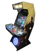 56 4-player, iron man, lighted, led lights, green buttons, blue buttons, blue trackball, red buttons, white buttons, spinner