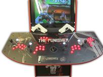 560 4-player, red buttons, lighted, black trackball, red trim, punisher, skull