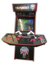 563 4-player, red buttons, lighted, black trackball, red trim, punisher, skull