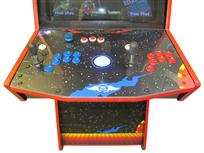 602 2-player, blue buttons, red buttons, blue trackball, red trim, spinner, supercade