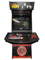 691 2-player, orange buttons, red trackball, black trim, spinner, kiss, flames and guitar