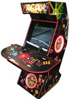 2 4-player, lighted, mame, donkey kong, led lights, green buttons, blue buttons, red buttons, yellow buttons, red trackball, tron joystick, spinner