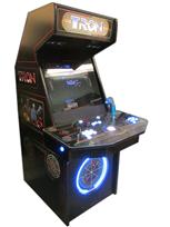 145 2-player, tron, lighted, led lights, blue buttons, white buttons, white trackball, tron joystick, spinner