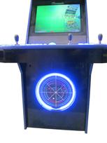 607 4-player, blue buttons, lighted, blue trackball, blue trim, tron, black