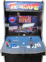 1002 2-player, blue buttons, white buttons, blue trackball, silver trim, dr. arcade