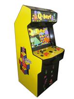 1049 2-player, red buttons, black buttons, black trackball, black trim, tron joystick, spinner, classic arcade, q bert