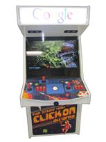 1056 2-player, blue buttons, red buttons, orange buttons, white trackball, white trim, google arcade
