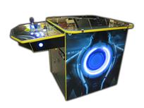211 2-player, tron, lighted, blue buttons, yellow buttons, yellow trackball, spinner, led lights