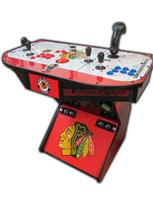 330 2-player, red buttons, blue buttons, spinner, tron joystick, sports, blackhawks, hockey