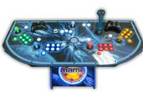 309 4-player, lighted, mame, space, led lights, green buttons, blue buttons, red buttons, yellow buttons, white trackball, spinner, tron joystick