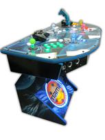 308 4-player, lighted, mame, space, led lights, green buttons, blue buttons, red buttons, yellow buttons, white trackball, spinner, tron joystick