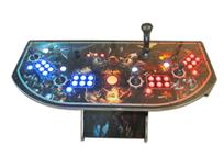 305 4-player, world of warcraft, blue buttons, orange trackball, red buttons, tron joystick, spinner, lighted