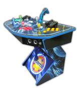 286 4-player, lighted, mame, space, led lights, green buttons, blue buttons, red buttons, yellow buttons, white trackball, spinner, tron joystick