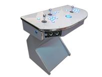 284 2-player, silver, lighted, blue buttons, blue trackball