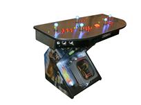 636 4-player, yellow buttons, green buttons, red buttons, orange buttons, lighted, orange trackball, black trim, back to the future
