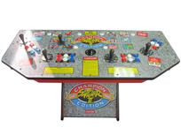 697 4-player, blue buttons, red buttons, white buttons, black trackball, red trim, black trim, streetfighter 2, fighters