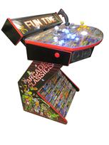 724 2-player, yellow buttons, blue buttons, lighted, white trackball, red trim, black trim, tron joystick, fun time, arcade game pics