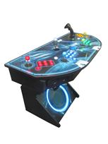 873 4-player, yellow buttons, green buttons, blue buttons, red buttons, lighted, blue trackball, black trim, tron joystick, spinner, insane, blue