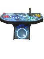 874 4-player, yellow buttons, green buttons, blue buttons, red buttons, lighted, blue trackball, black trim, tron joystick, spinner, insane, blue