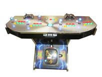 883 4-player, yellow buttons, green buttons, red buttons, lighted, green trackball, silver trim, spinner, back to the future