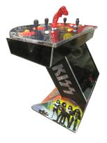 885 4-player, yellow buttons, red buttons, orange buttons, orange trackball, silver trim, tron joystick, spinner, kiss, band