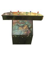 954 4-player, green buttons, blue buttons, purple buttons, red buttons, orange buttons, lighted, red trackball, black trim, tmnt