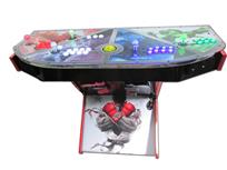 1017 4-player, green buttons, purple buttons, red buttons, white buttons, lighted, yellow trackball, black trim, silver trim, street fighter