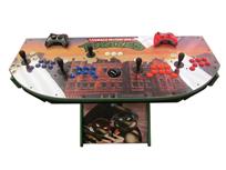 1020 4-player, blue buttons, purple buttons, red buttons, orange buttons, white buttons, black trackball, green trim, black trim, tmnt