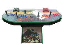1091 4-player, blue buttons, purple buttons, red buttons, orange buttons, black trackball, green trim, tmnt