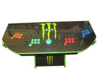1095 4-player, green buttons, blue buttons, red buttons, orange buttons, green trackball, green trim, monster energy drink