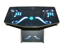 255 2-player, lighted, grid, blue, black, blue buttons, blue trackball