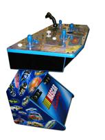 233 4-player, nascar, blue buttons, blue trackball, spinner, tron joystick