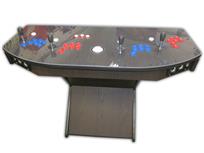 519 4-player, woodgrain, red buttons, blue buttons, white trackball