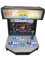 600 2-player, blue buttons, lighted, blue trackball, black trim, tron joystick, street fighter 2, champion edition