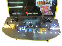 592 4-player, yellow buttons, blue buttons, lighted, blue trackball, yellow trim, tron joystick, spinner, tron, megacade