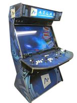 625 4-player, blue buttons, white buttons, black trackball, yellow trim, black trim, tron joystick, atlas