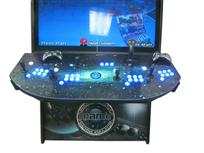821 4-player, blue buttons, lighted, blue trackball, black trim, tron joystick, mame