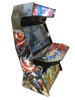 893 4-player, blue buttons, red buttons, blue trackball, black trim, marvel dc, spiderman captain america