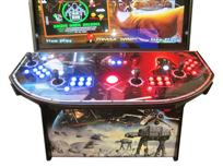 897 4-player, blue buttons, red buttons, lighted, red trackball, black trim, spinner, capecade, star wars
