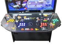 1026 4-player, yellow buttons, green buttons, blue buttons, red buttons, lighted, black trackball, black trim, tron joystick, spinner, play house