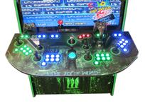 1115 4-player, green buttons, blue buttons, red buttons, lighted, blue trackball, green trim, tron joystick, spinner, matrix