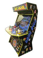 1123 4-player, yellow buttons, green buttons, blue buttons, red buttons, lighted, orange trackball, yellow trim, tron joystick, spinner, bays arcade, mame