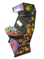 1139 4-player, yellow buttons, green buttons, blue buttons, purple buttons, red buttons, green trackball, black trim, salvinos lair, old arcade charcters