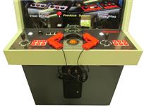 1155 2-player, red buttons, black buttons, orange trackball, grey trim, spinner, old school nintendo controer arcade