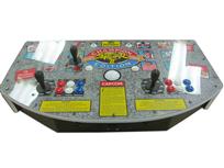 838 2-player, blue buttons, red buttons, white buttons, white trackball, black trim, white trim, street fighter 2, champion edition