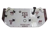 907 4-player, white buttons, white trackball, red trim, spinner, texas a and m aggies, logos