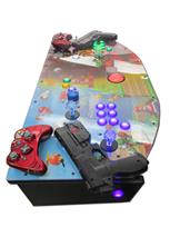 1033 2-player, yellow buttons, green buttons, purple buttons, lighted, red trackball, black trim, spinner, gamebox, mario backround